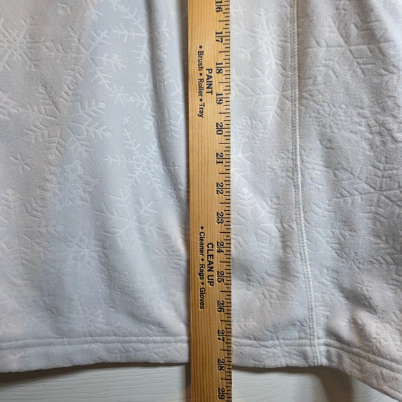 Lands End Fleece 1/4 Zip Pullover Top Snowflake Embossed Sz Large XL Light Gray - Picture 10 of 11